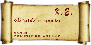 Káplár Eperke névjegykártya
